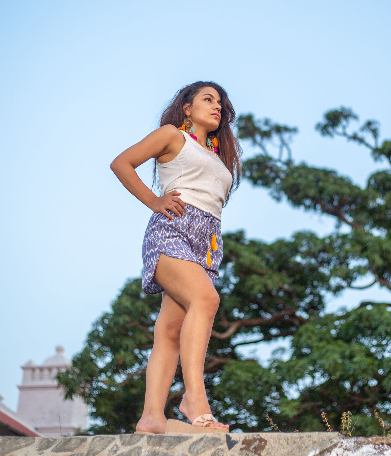 Blue Patterned Ikat Womens Shorts Secondary image
