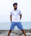 Blue-White Patterned Ikat Mens Shorts