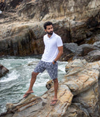 Grey-White Arrows Ikat Mens Shorts