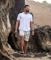 Grey-White Triangles Ikat Mens Shorts