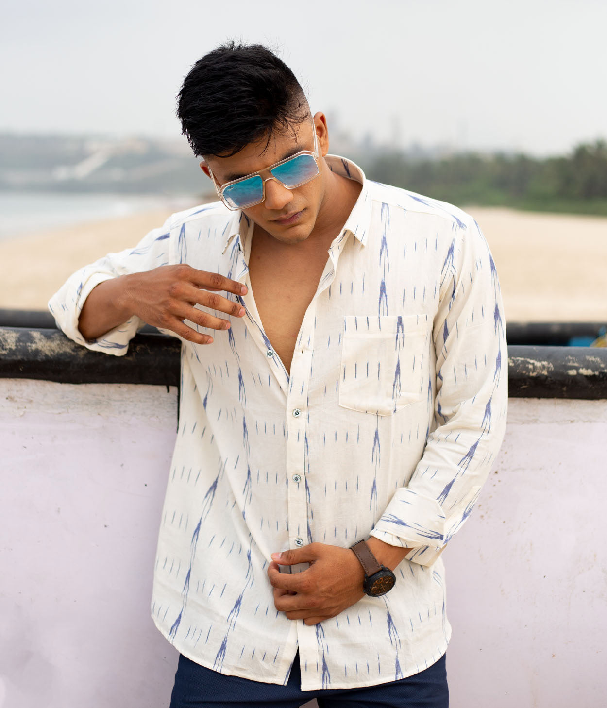 Backwaters Ikat Woven Full Shirt