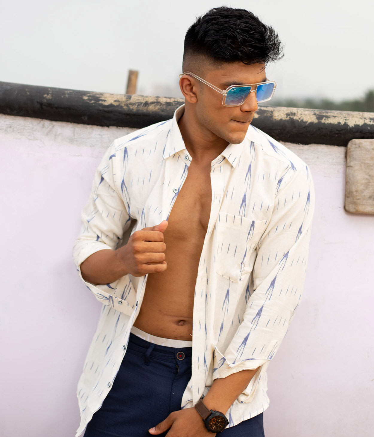 Backwaters Ikat Woven Full Shirt