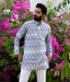 Ikat Blue Flames Mens Short Kurta