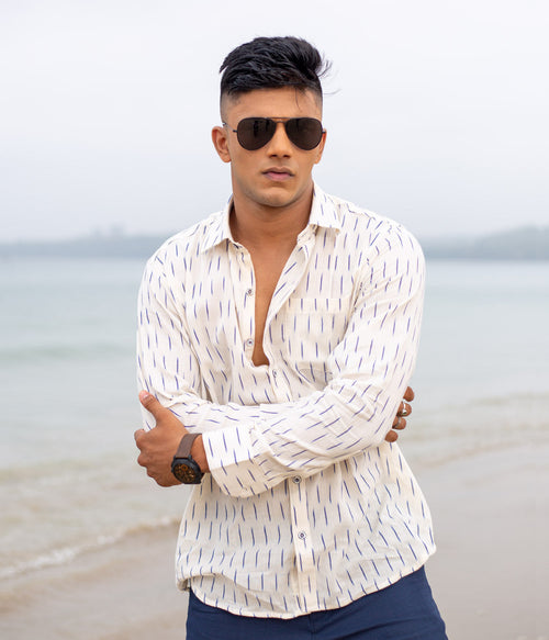 Ikat Blue Lines Mens Shirt
