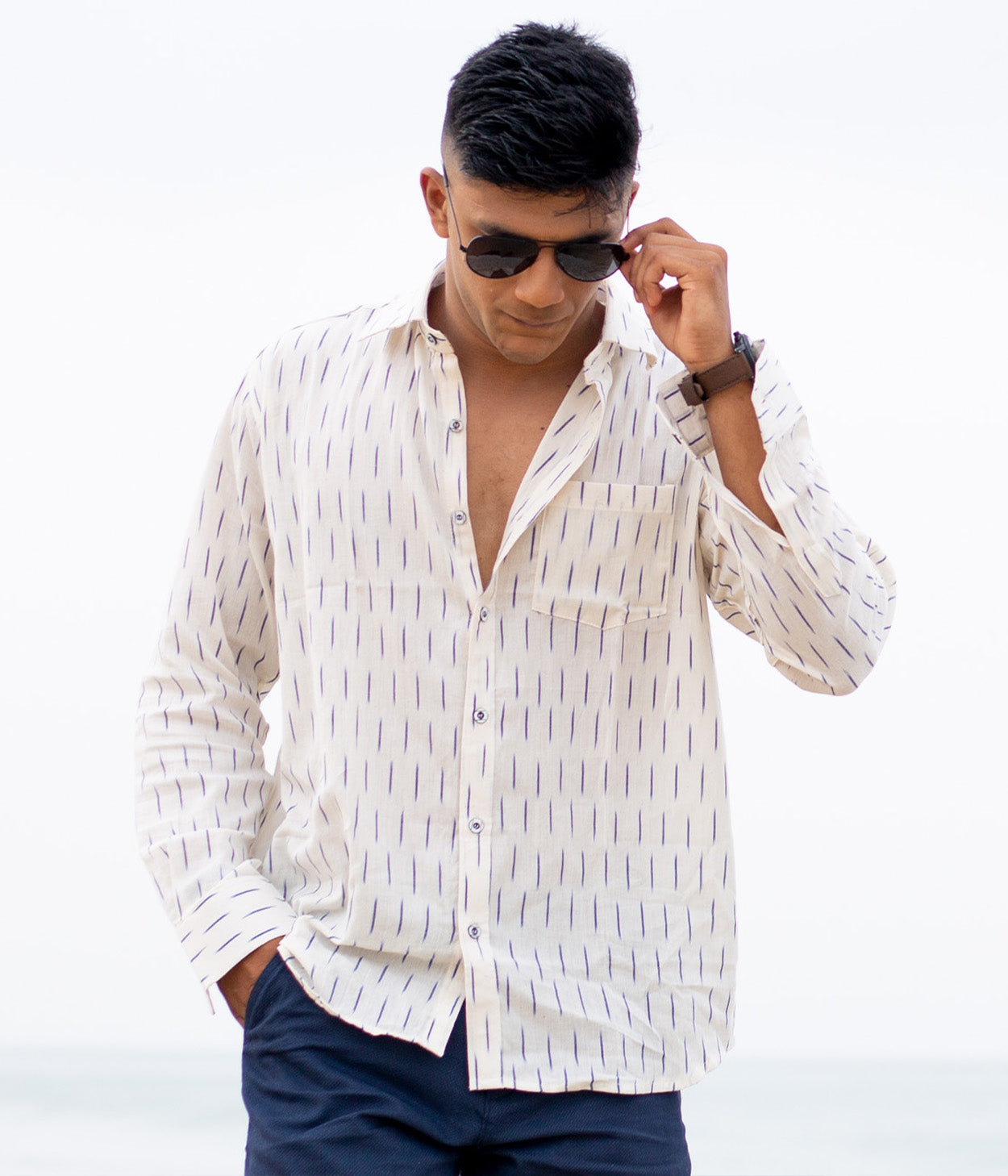 Ikat Blue Lines Mens Shirt