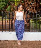 Ikat Blue Patterned Boho Pant
