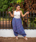 Ikat Blue Patterned Boho Pant