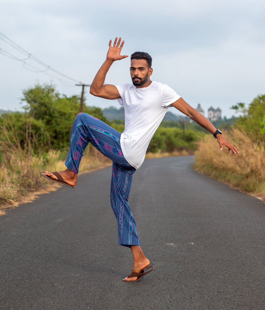 Ikat Blue Striped Unisex Trousers