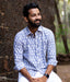 Ikat Blue-White Striped Full Shirt
