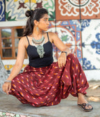 Ikat Brown Patterned Boho Pant
