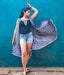 Ikat Burnt Blue Womens Shrug