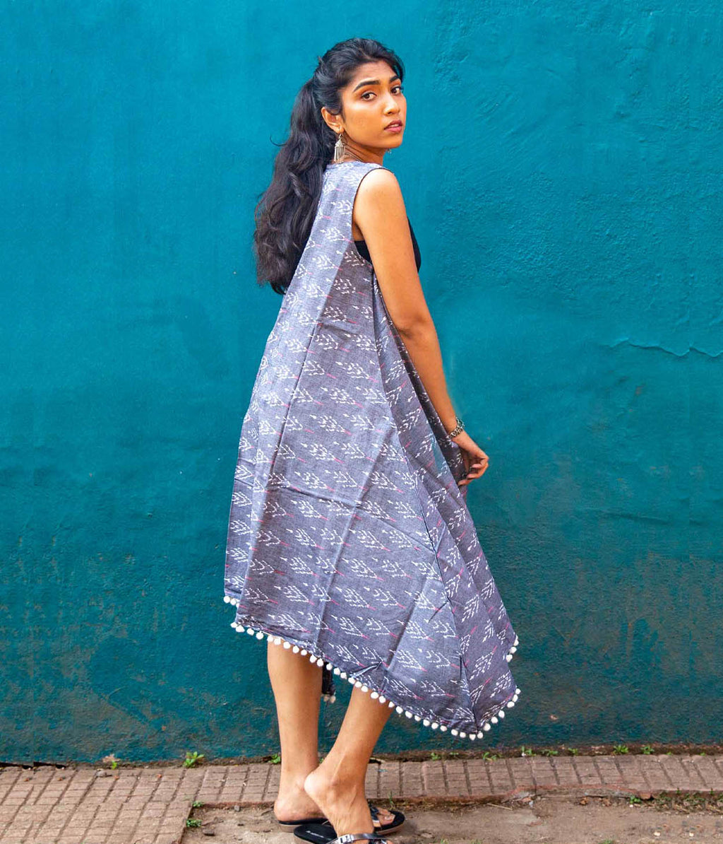 Ikat Burnt Blue Womens Shrug