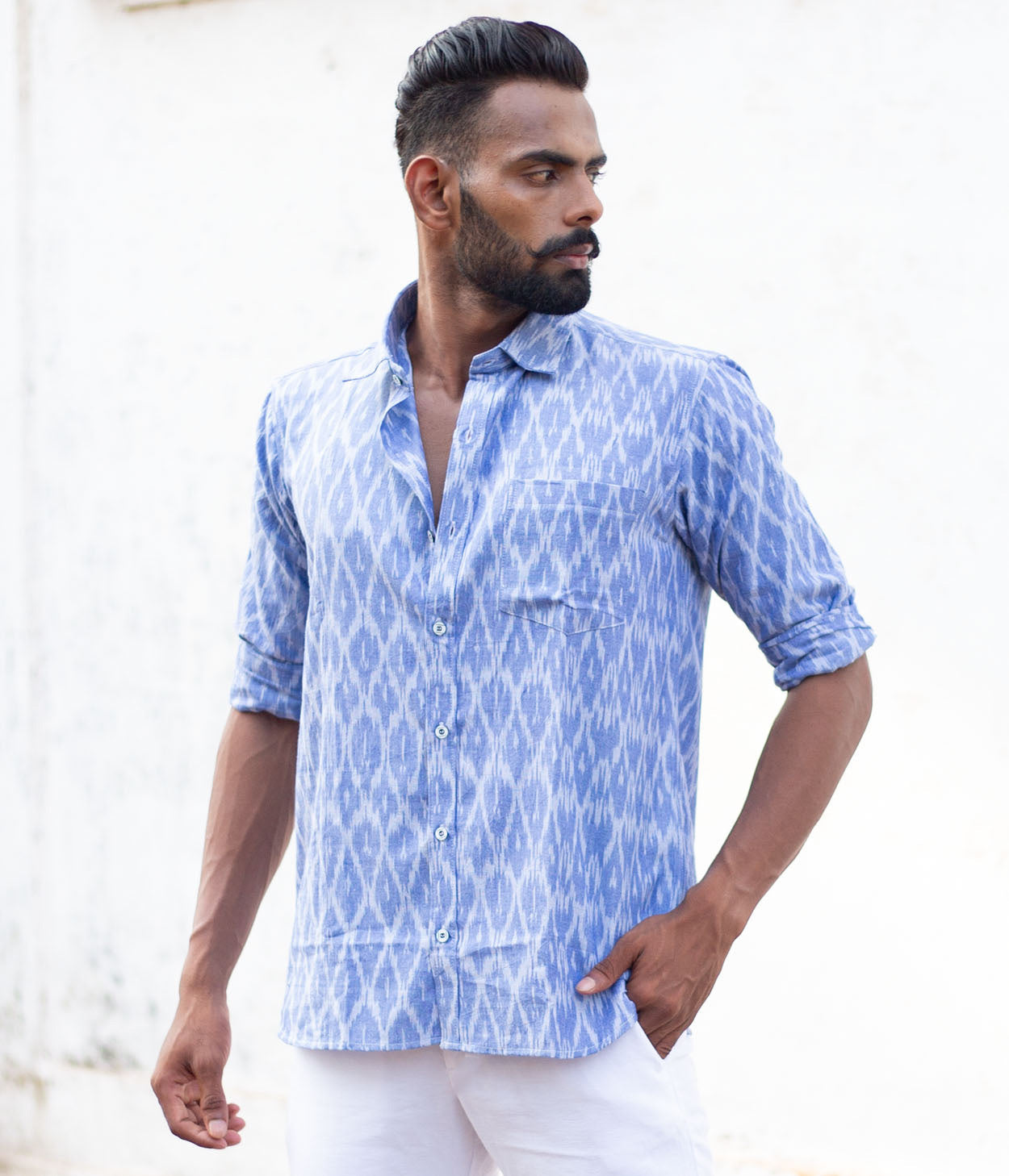 Ikat Woven Open Sky Shirt Main image