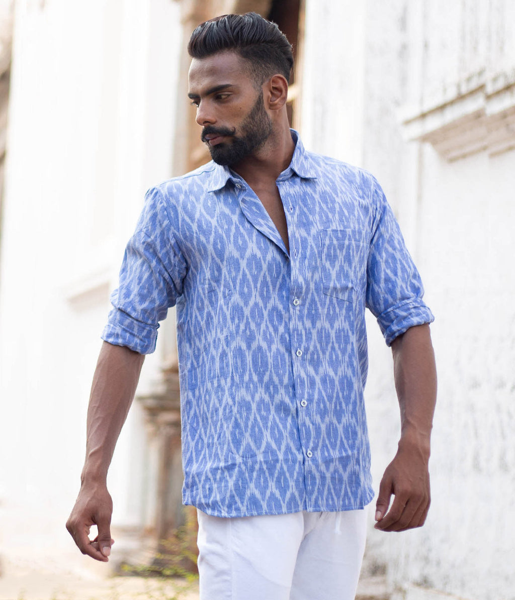 Ikat Woven Open Sky Shirt