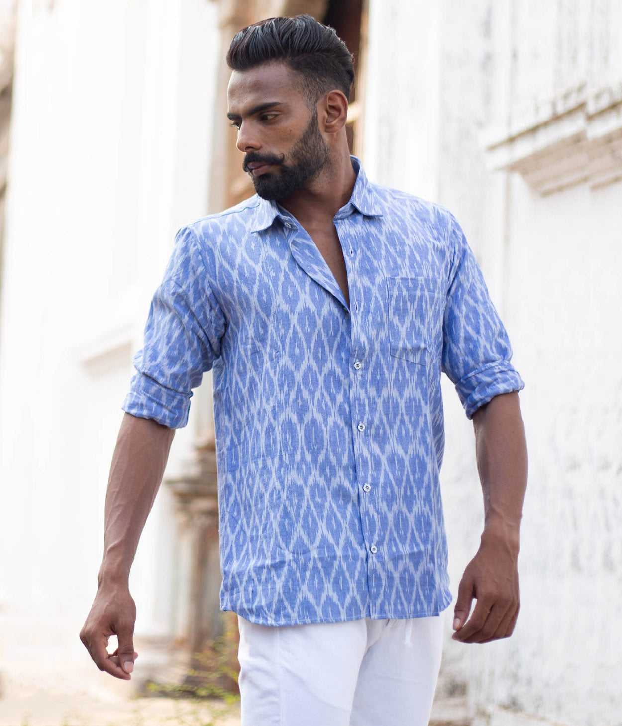 Ikat Woven Open Sky Shirt