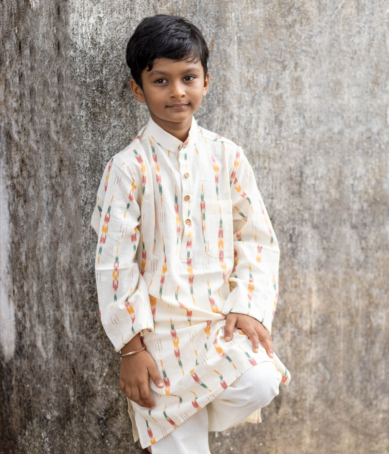 Ikat Cream Multicolor Arrows Boys Long Kurta