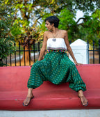 Ikat Forest Green Patterned Boho Pant