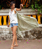 Ikat Green-Brown Womens Shrug