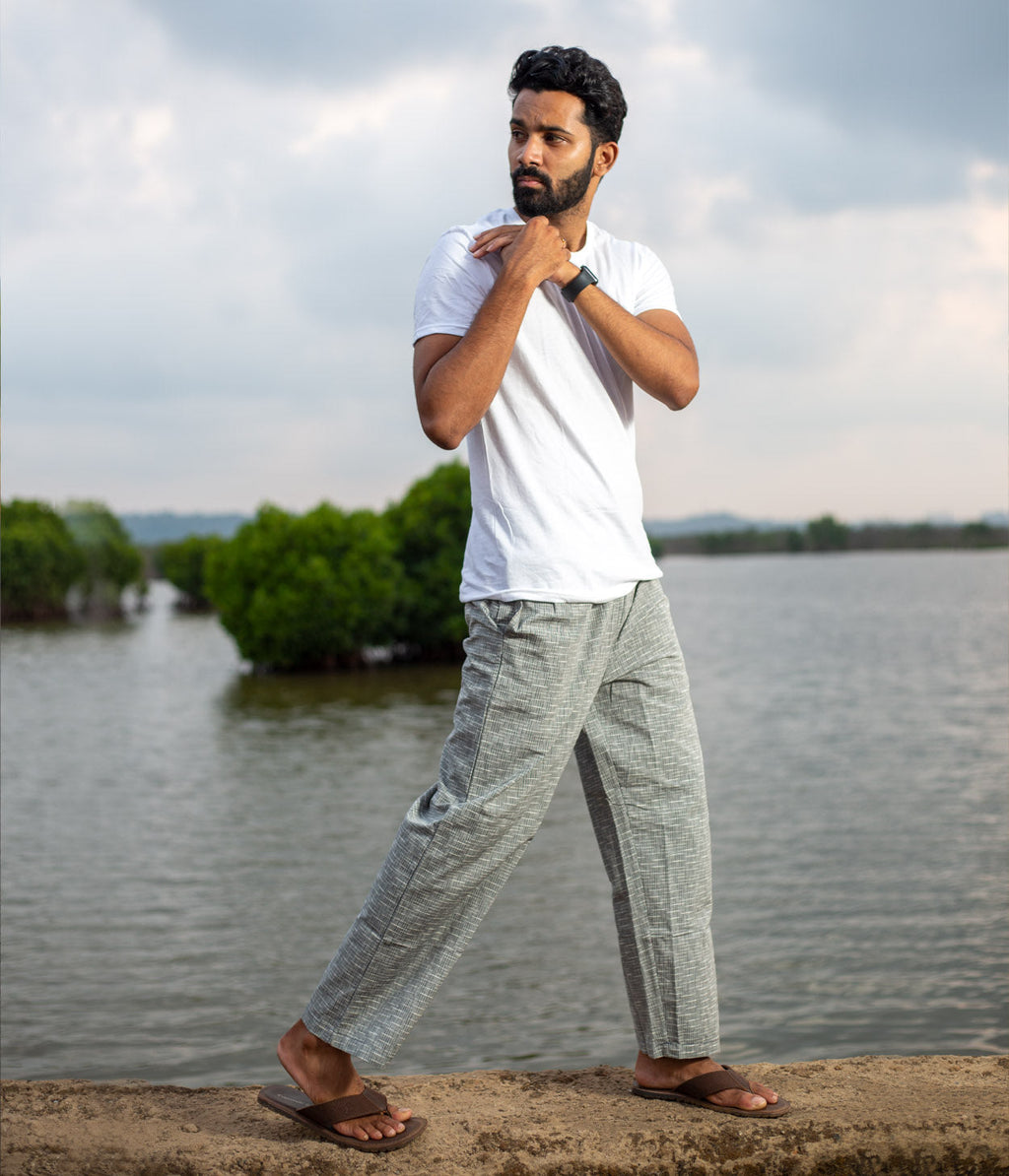 Ikat Grey Checks Unisex Trousers