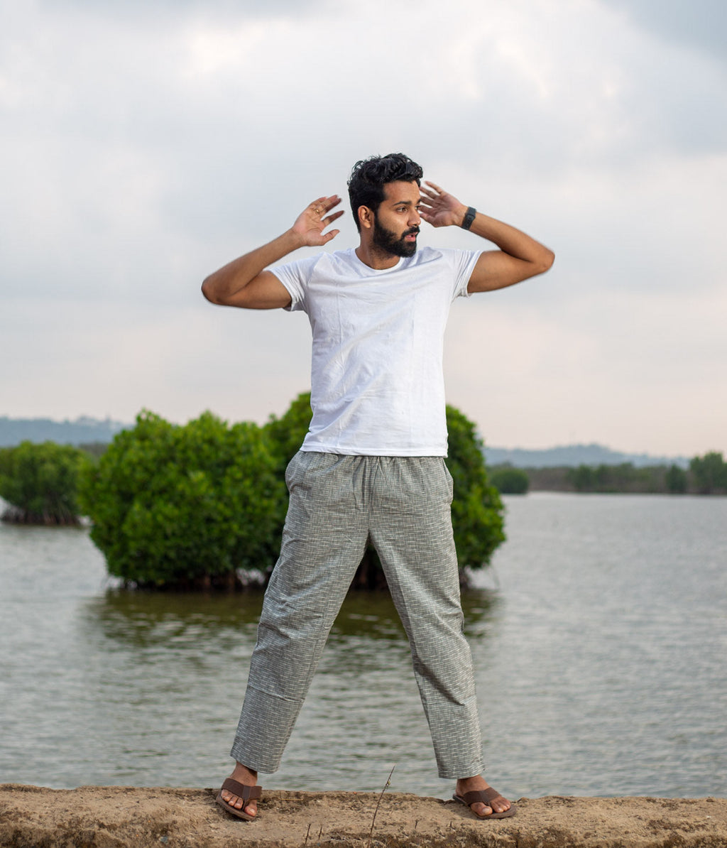 Ikat Grey Checks Unisex Trousers