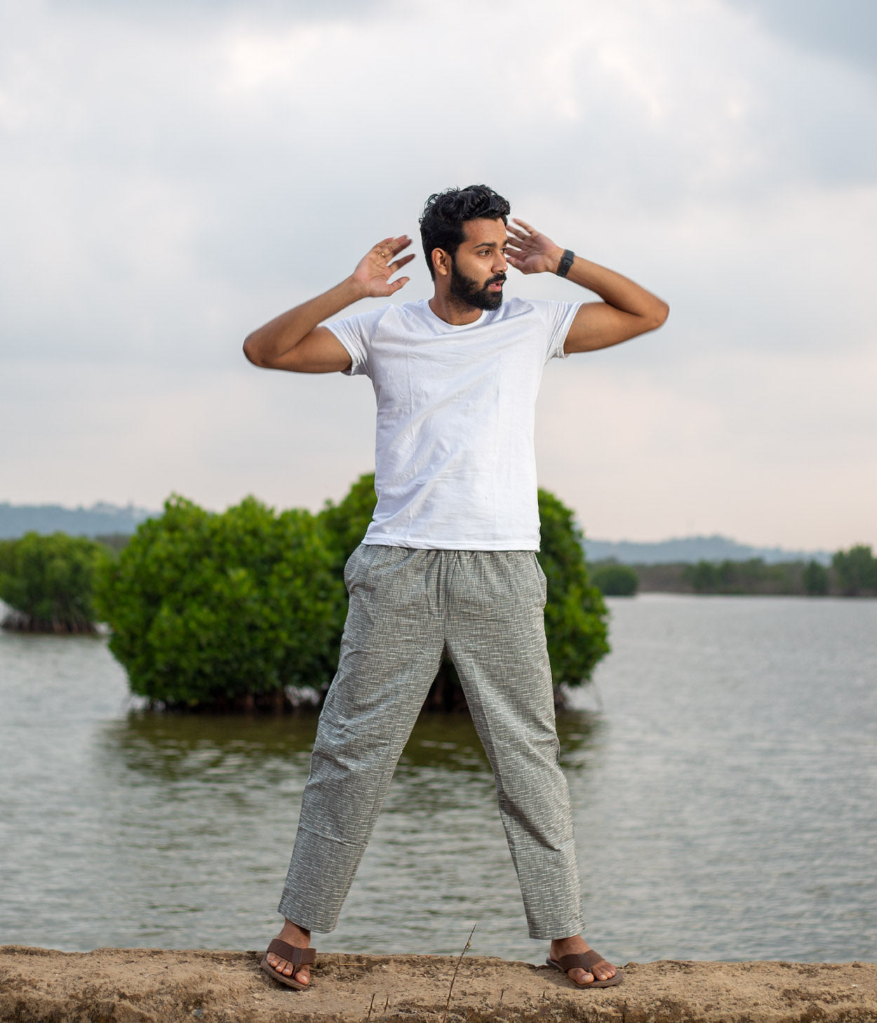 Ikat Grey Checks Unisex Trousers