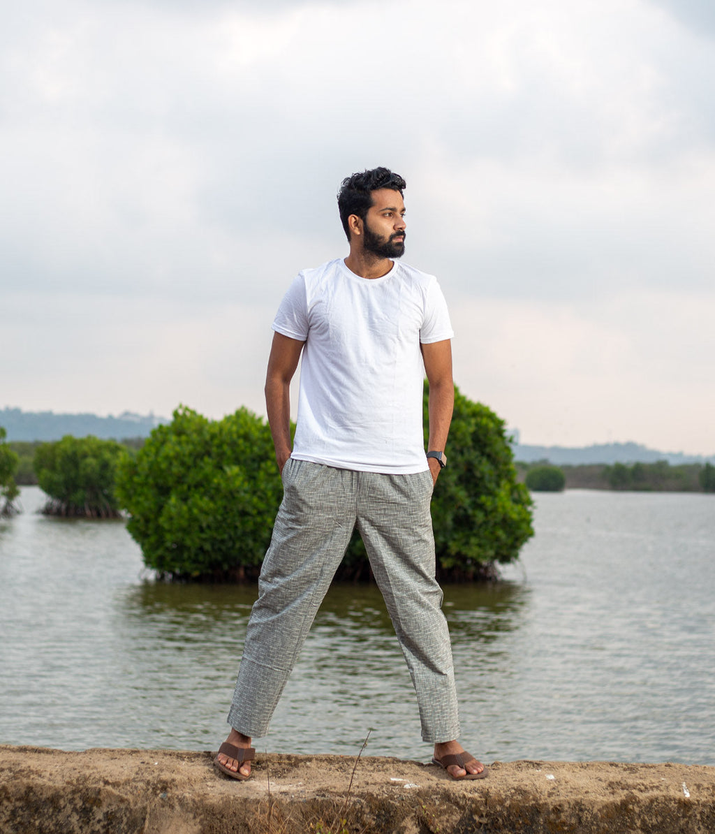 Ikat Grey Checks Unisex Trousers