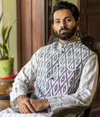 Ikat Grey Diamonds Mens Nehru Jacket