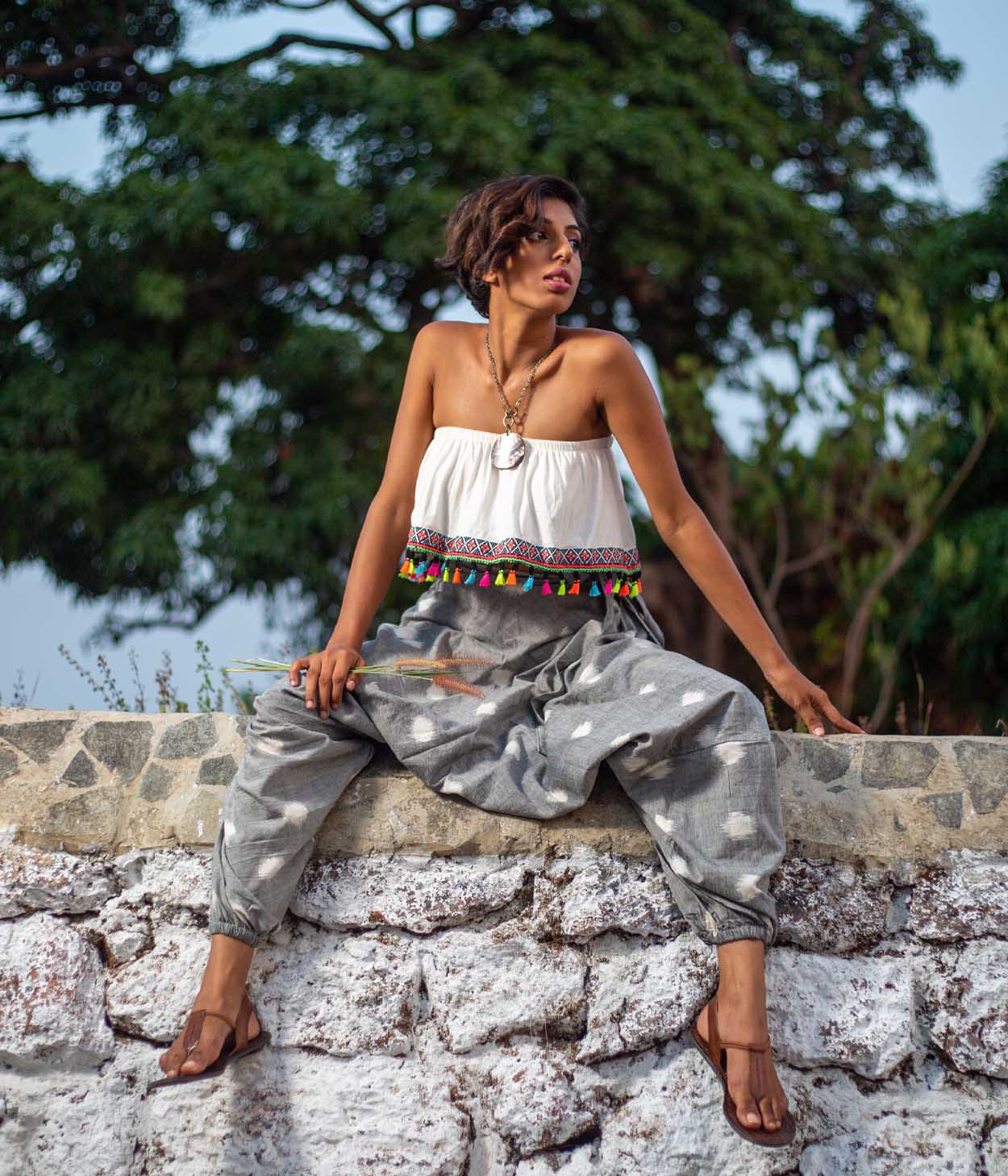 Ikat Grey Patterned Boho Pant Secondary image