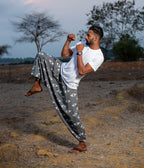 Ikat Grey-White Patterned Boho Pant