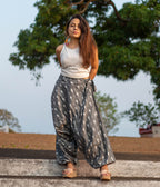 Ikat Grey-White Patterned Boho Pant