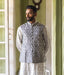 Ikat Grey-White Triangles Mens Nehru Jacket