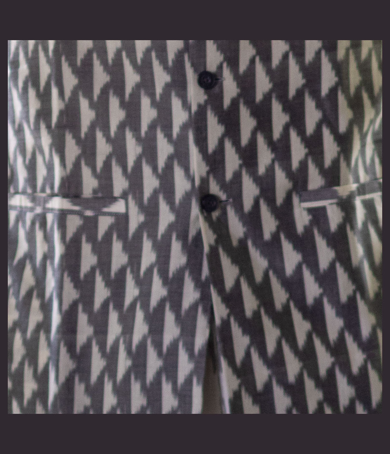 Ikat Grey-White Triangles Mens Nehru Jacket