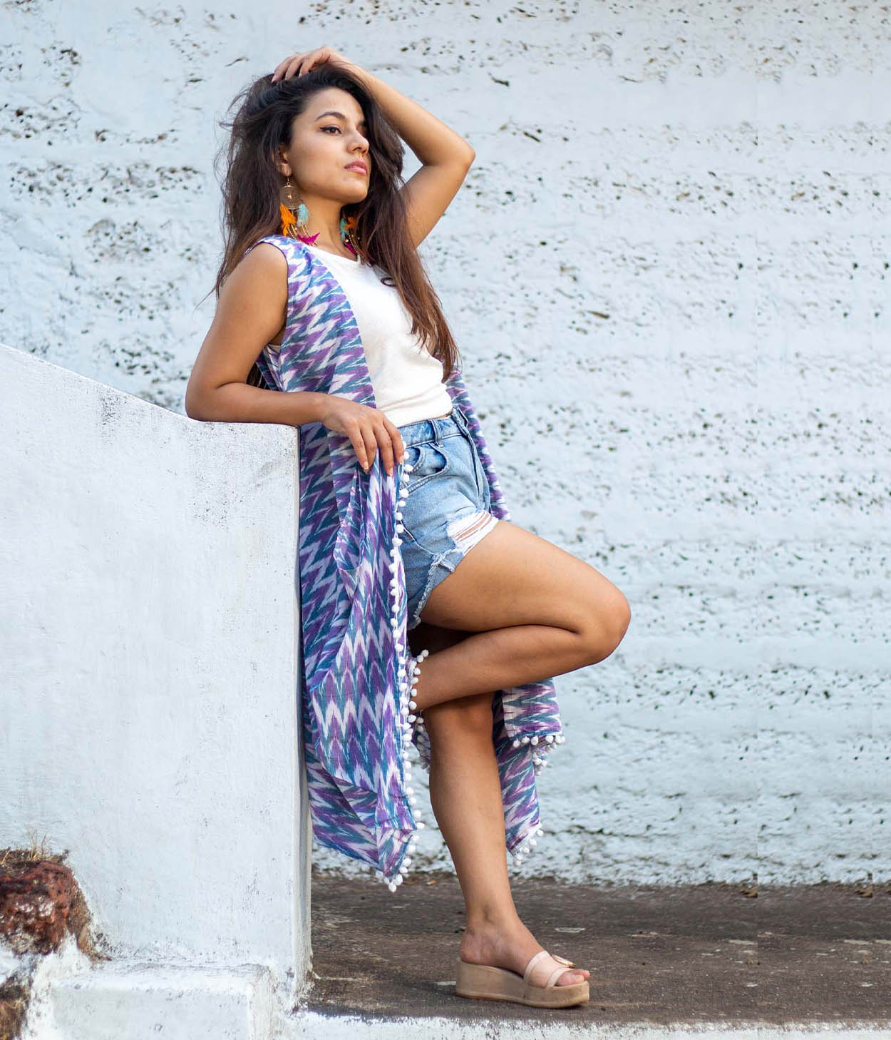 Ikat Mauve & Teal Womens Shrug Secondary image