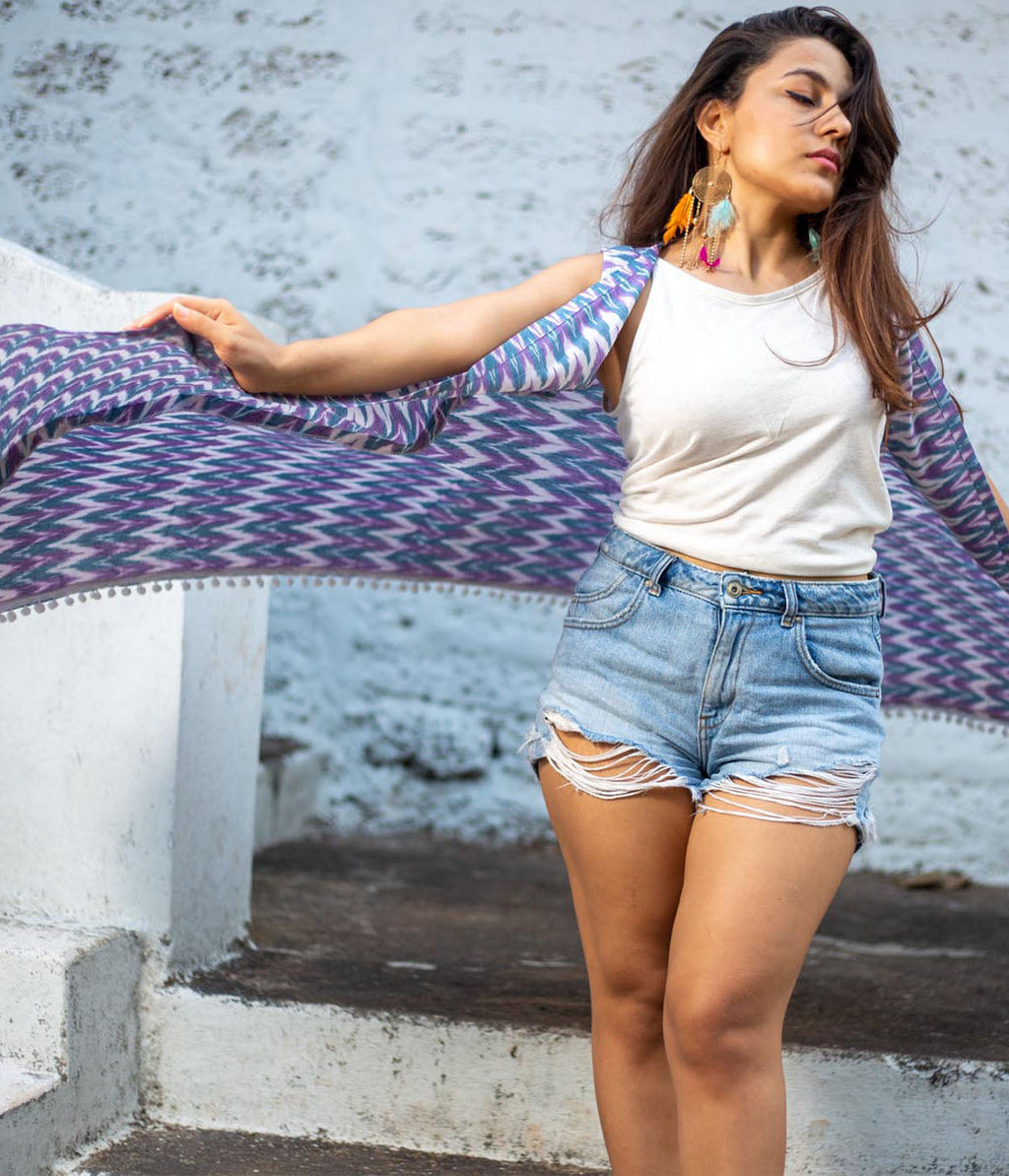 Ikat Mauve & Teal Womens Shrug