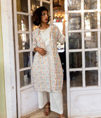 Ikat Multicolor Striped Women's Long Jacket