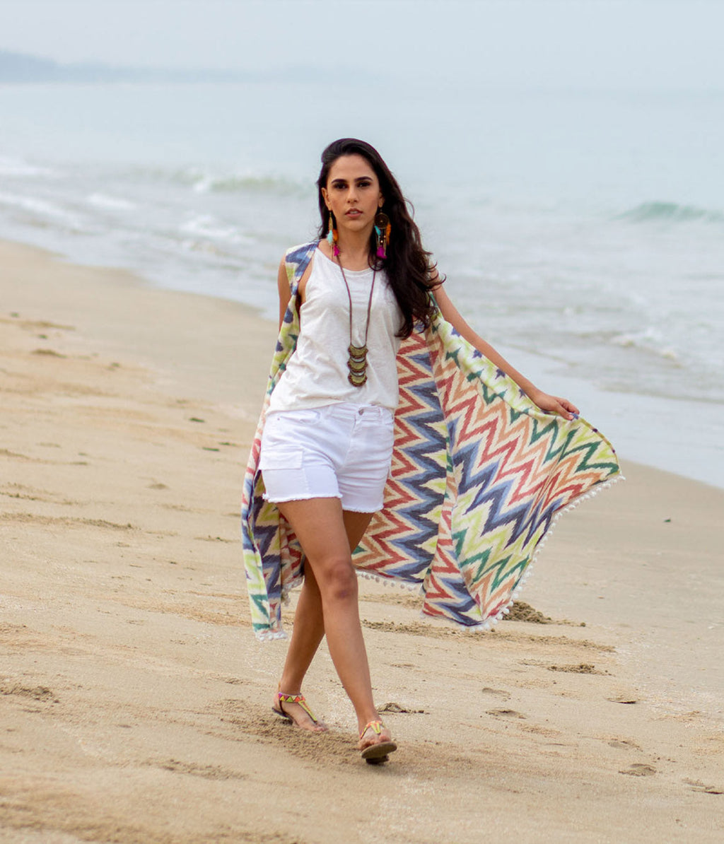 Ikat Multicolor Womens Shrug