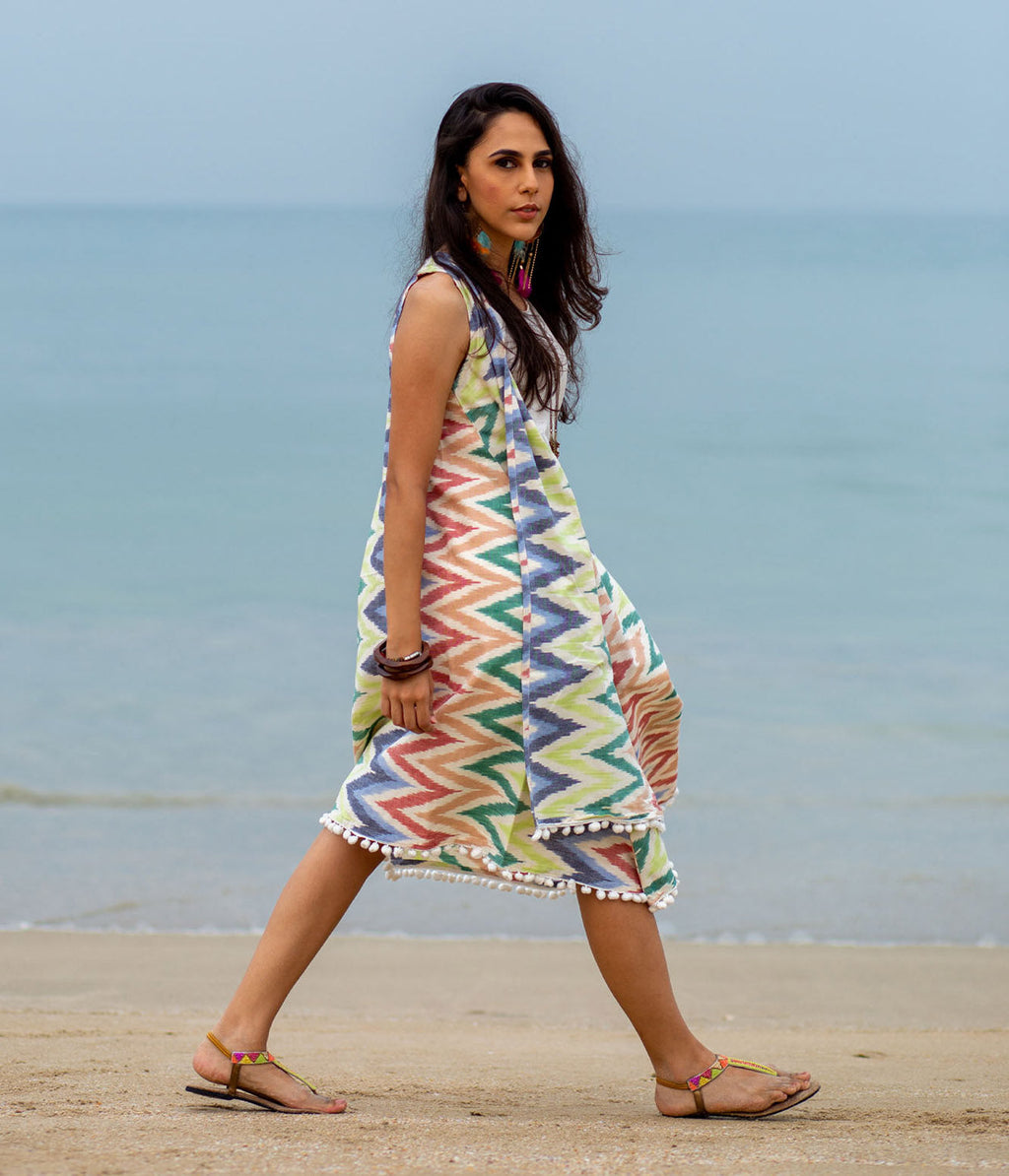 Ikat Multicolor Womens Shrug