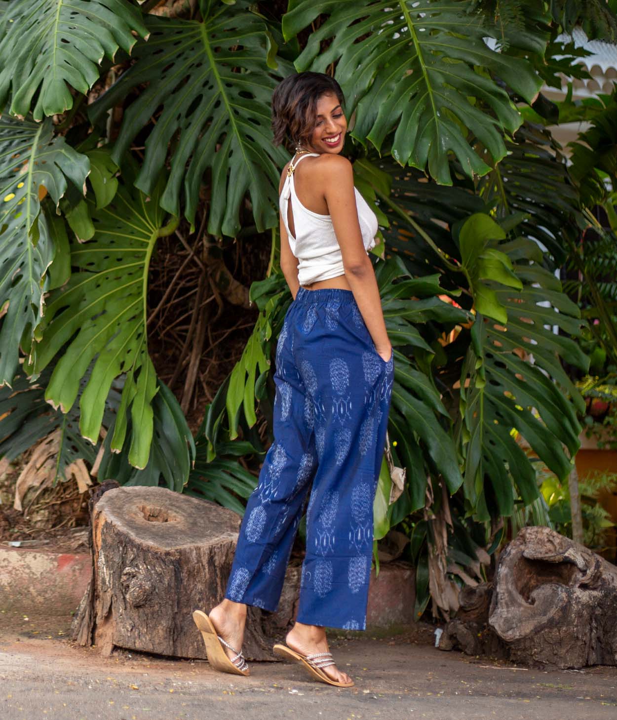 Ikat Navy Abstract Patterned Unisex Trousers