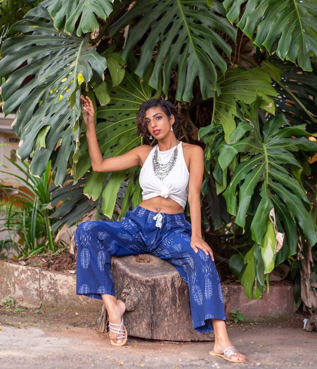 Ikat Navy Abstract Patterned Unisex Trousers