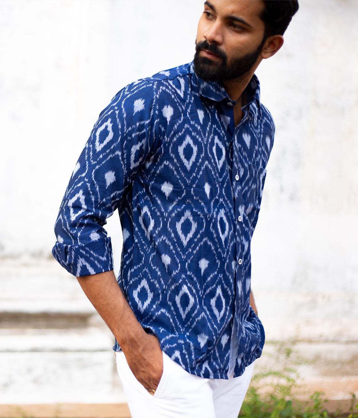 Ikat Woven Anchor Full Shirt