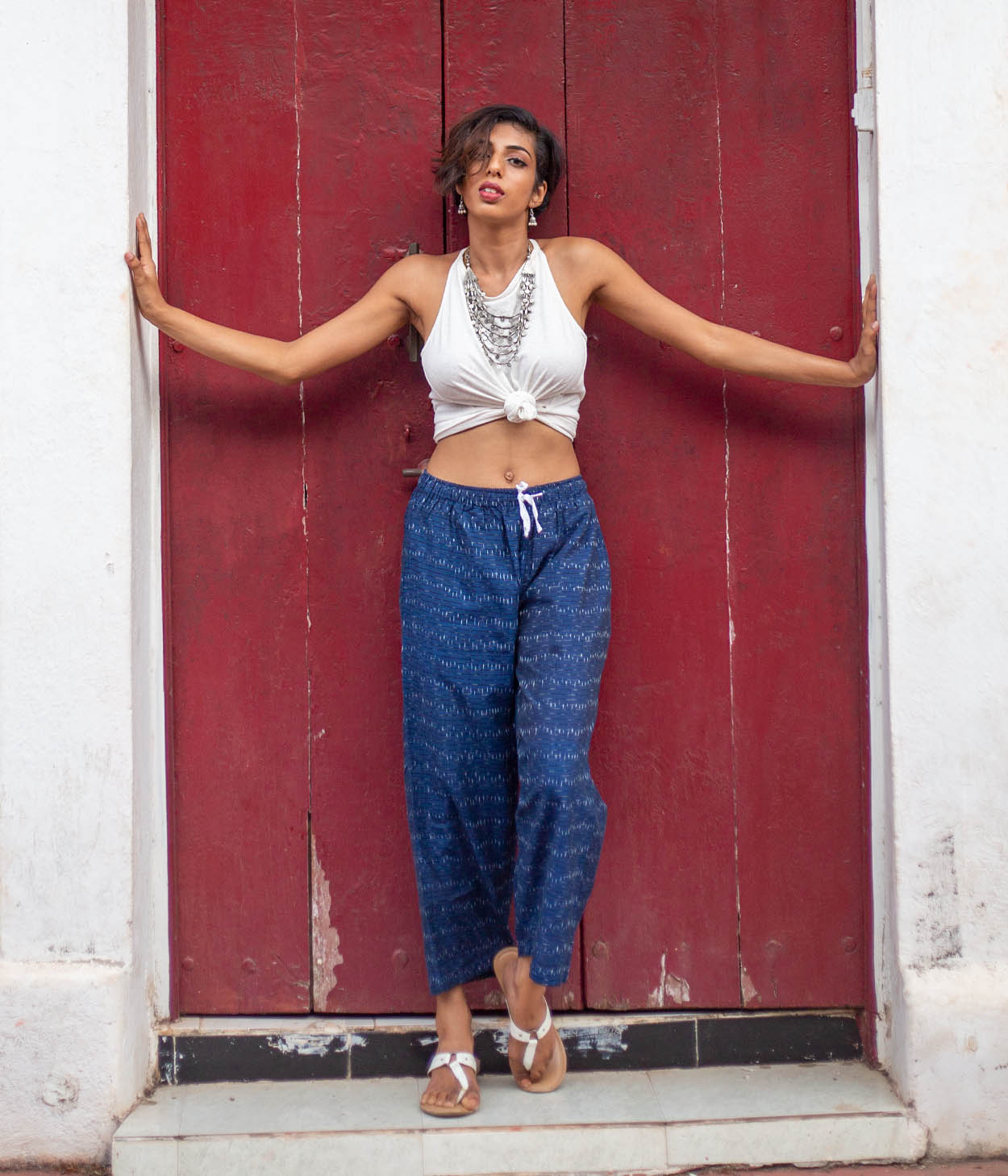 Ikat Navy Checks Unisex Trousers