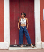 Ikat Navy Checks Unisex Trousers