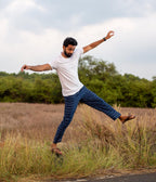 Ikat Navy Checks Unisex Trousers