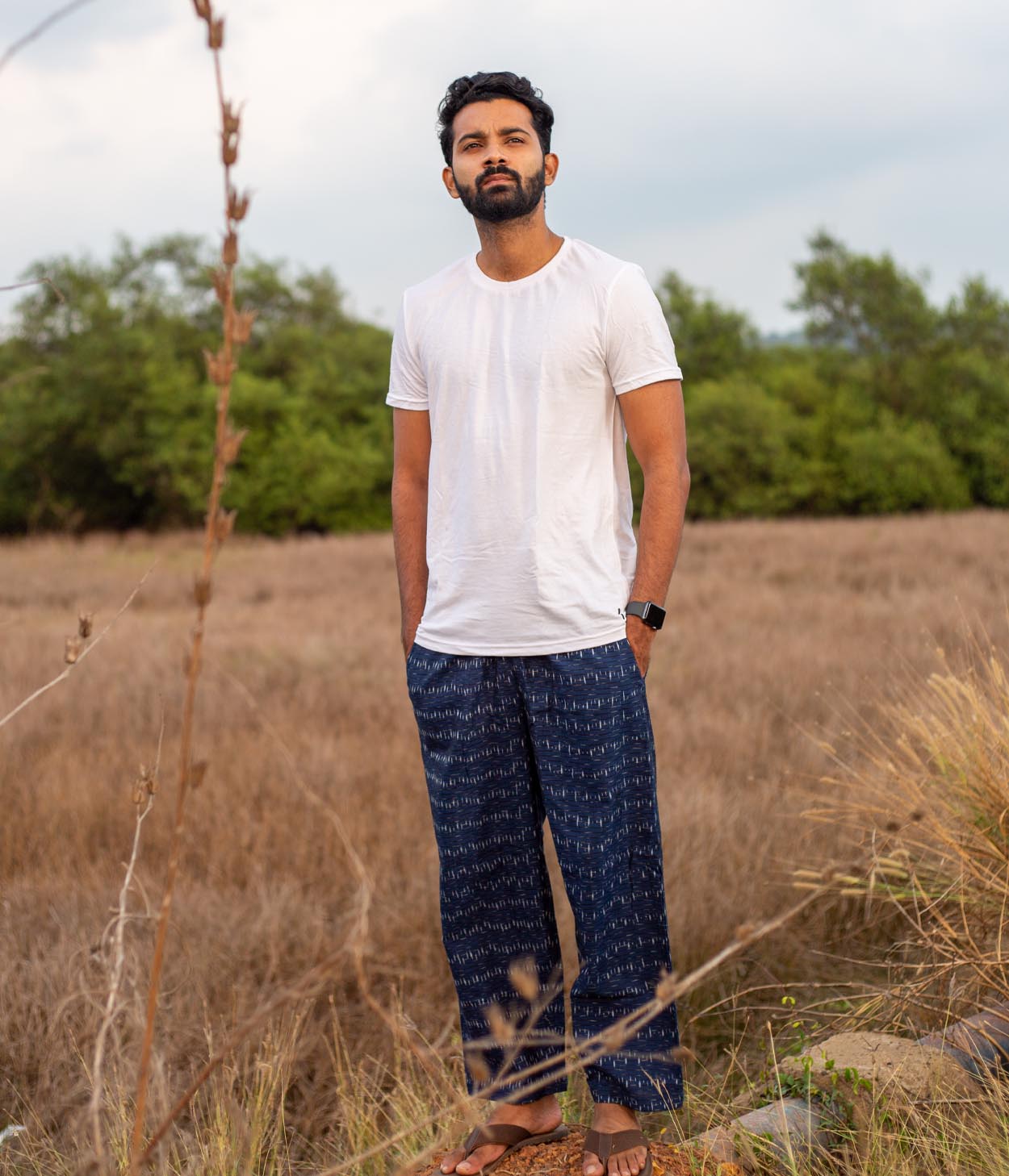 Ikat Navy Checks Unisex Trousers
