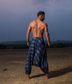 Ikat Navy-White Abstract Boho Pant