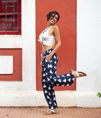 Ikat Navy-White Triangles Unisex Trousers
