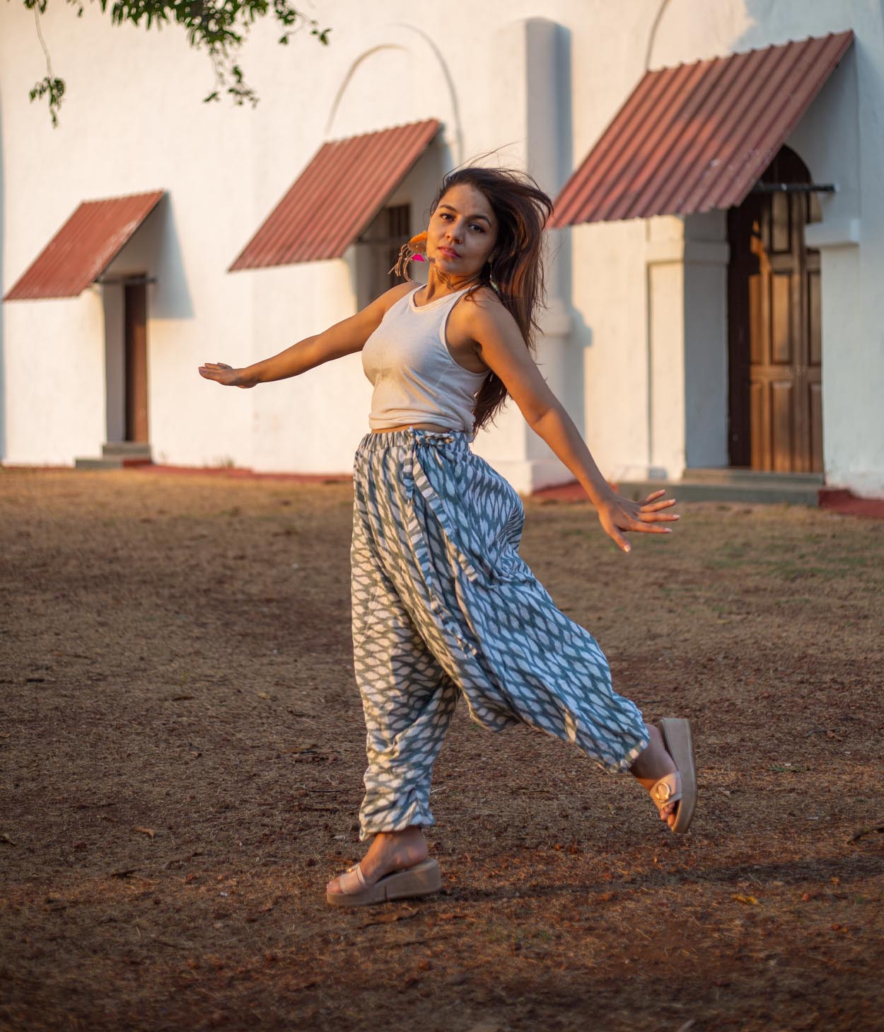 Ikat Olive Green Patterned Boho Pant