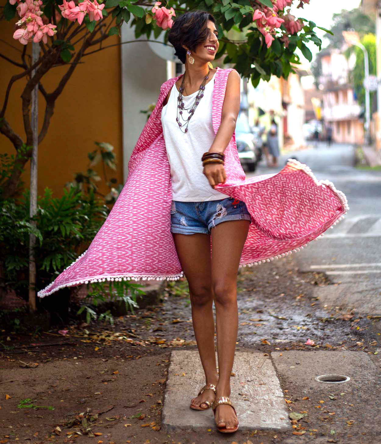 Ikat Pink Womens Shrug