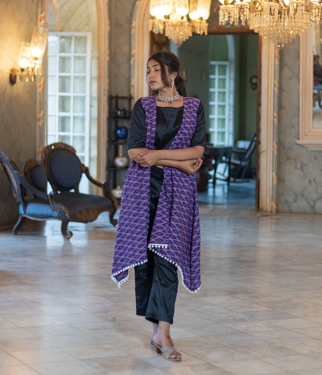 Ikat Purple Honeycomb Womens Shrug