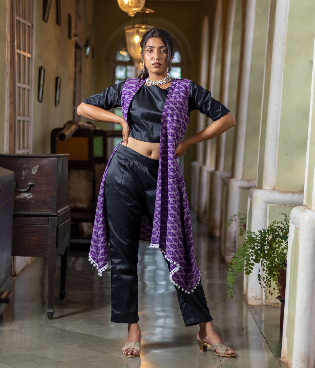Ikat Purple Honeycomb Womens Shrug